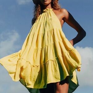 Free People Lera Tunic, margarita color, with ties in the back, size L pre-owned